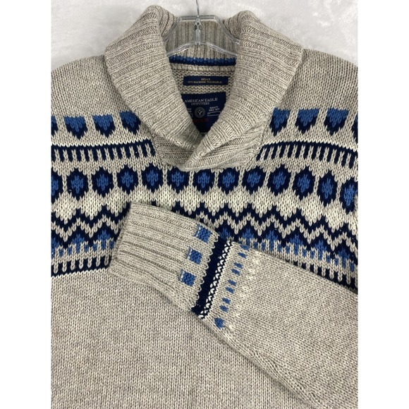 American Eagle Outfitters Other - 2/$30 American Eagle Knit Sweater Men M Grey Fair Isle Cotton Blend Preppy